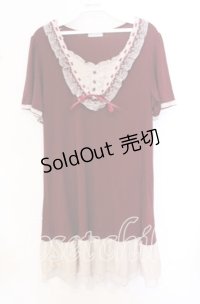 axes femme / ヨークはしごレースチュニック  ワイン O-25-10-19-013-AX-TO-IG-ZT1103A