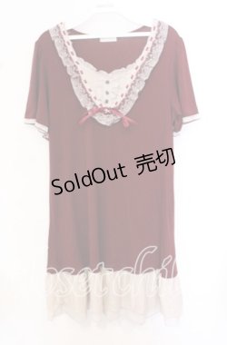画像1: axes femme / ヨークはしごレースチュニック  ワイン O-25-10-19-013-AX-TO-IG-ZT1103A