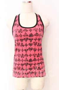 ALGONQUINS / トランプアイコンタンクトップ  ピンク×ブラック O-25-10-19-024-AL-TO-IG-OS