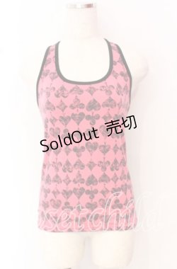 画像1: ALGONQUINS / トランプアイコンタンクトップ  ピンク×ブラック O-25-10-19-024-AL-TO-IG-OS