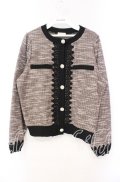 axes femme / ファンシーツイードカットカーディガン M ブラウン O-25-10-20-026-AX-TO-OW-OS