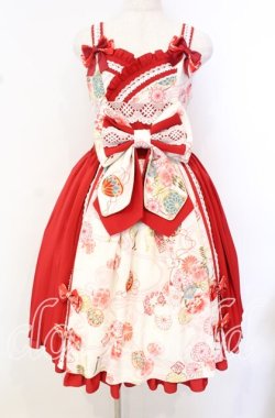 画像1: metamorphose / 花鳥風月〜乙女のはなごろも〜プリーツジャンパースカート  白梅 O-25-10-20-003-ME-OP-OW-OS