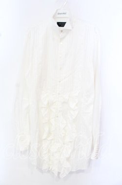 画像1: BPN FOR MEN / ショートカラーサテンタックロングブラウス M アイボリー O-25-10-20-039-GO-BL-OW-OS