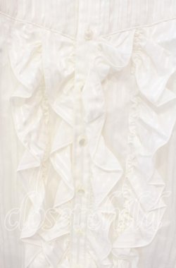 画像2: BPN FOR MEN / ショートカラーサテンタックロングブラウス M アイボリー O-25-10-20-039-GO-BL-OW-OS