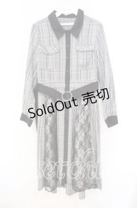 axes femme / 配色シャツワンピース M クロ O-25-10-20-042-AX-OP-OW-OS