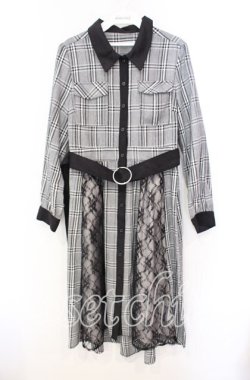 画像1: axes femme / 配色シャツワンピース M クロ O-25-10-20-042-AX-OP-OW-OS