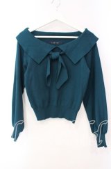 an another angelus / タイ付きケープカラーニットプルオーバー F グリーン O-25-10-20-051-CA-TO-OW-ZT153