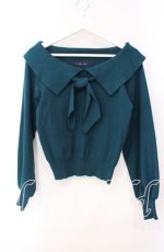 画像1: 【SALE】an another angelus / タイ付きケープカラーニットプルオーバー F グリーン O-25-10-20-051-CA-TO-OW-ZT153 (1)