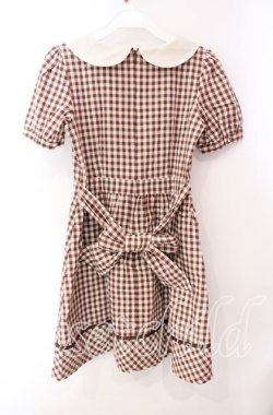 画像3: Fi.n.t / フラワーサークル刺繍ギンガムチェック半袖ワンピース F ブラウン O-25-10-20-053-CA-OP-OW-OS