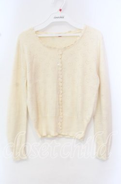 画像1: Emily Temple cute / ハート透かし編みカーディガン  アイボリー O-25-10-20-070-ET-TO-IG-OS