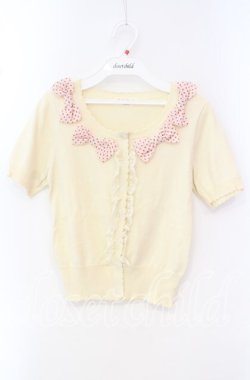 画像1: Emily Temple cute / 水玉リボン半袖カーディガン  アイボリー O-25-10-20-071-ET-TO-IG-OS