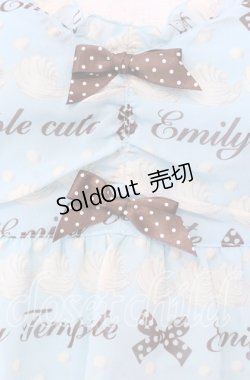 画像2: Emily Temple cute / ジョーゼットロゴ＆クリームノースリーブワンピース  サックス O-25-10-20-072-ET-OP-IG-OS
