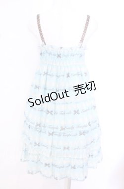 画像4: Emily Temple cute / ジョーゼットロゴ＆クリームノースリーブワンピース  サックス O-25-10-20-072-ET-OP-IG-OS