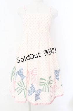 画像1: Emily Temple cute / 水玉＆リボンプリントノースリーブワンピース  オフ×ピンク O-25-10-20-073-ET-OP-IG-OS