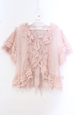 画像1: PINK HOUSE / レース使いボレロ風ブラウス  ピンク O-25-10-20-086-LO-BL-IG-OS