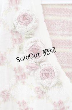 画像2: PINK HOUSE / ローズモチーフ使いジャガードニットカーディガン  オフ O-25-10-20-087-LO-TO-IG-OS