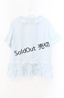 画像3: PINK HOUSE / フリルオーバーブラウス  サックス ギンガム O-25-10-20-088-LO-BL-IG-OS