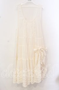 PINK HOUSE / たくし上げリボン付きジャンパースカート  シロ O-25-10-20-090-LO-OP-IG-OS