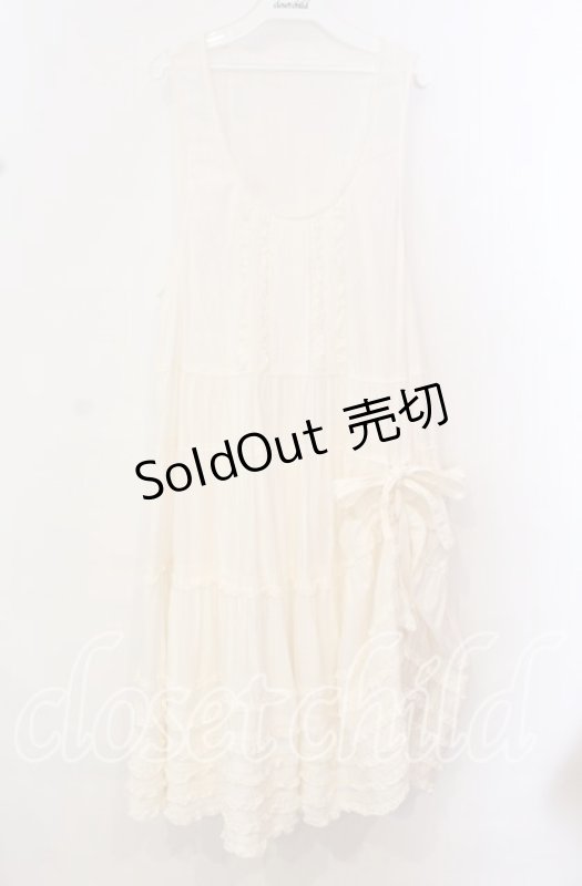 画像1: PINK HOUSE / たくし上げリボン付きジャンパースカート  シロ O-25-10-20-090-LO-OP-IG-OS (1)