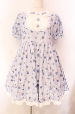 画像1: Doll Paradise / ヨーク切り替え紫陽花うさぎ柄ワンピース M ラベンダー O-25-10-20-008-LO-OP-OW-OS