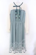 axes femme POETIQUE / 連ボタンデザインチュールワンピース M グリーン O-25-10-20-022-AX-OP-OW-OS