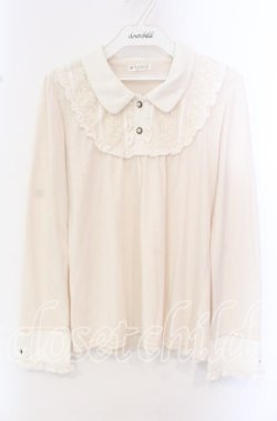 画像1: axes femme / ブローチ付きブラウス風プルオーバー M キナリ O-25-10-20-023-AX-TO-OW-OS