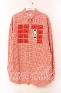 MEN'S KANEKO ISAO / ギンガムパッチシャツ  アカ O-25-10-21-027-LO-BL-IG-ZT381