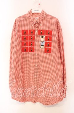 画像1: MEN'S KANEKO ISAO / ギンガムパッチシャツ  アカ O-25-10-21-027-LO-BL-IG-OS