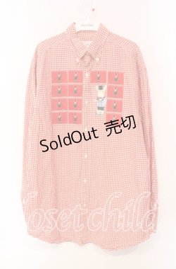 画像1: MEN'S KANEKO ISAO / ギンガムパッチシャツ  アカ O-25-10-21-027-LO-BL-IG-ZT381