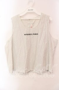 WONDERFUL WORLD / ロゴ刺繍ドットノースリーブブラウス【お直しあり】  シロ O-25-10-21-031-LO-BL-IG-ZT357