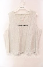画像1: 【SALE】WONDERFUL WORLD / ロゴ刺繍ドットノースリーブブラウス【お直しあり】  シロ O-25-10-21-031-LO-BL-IG-ZT357 (1)