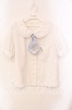 画像1: Secret Honey / SH刺繍タイブラウス  シロ×サックス O-25-10-21-068-CA-BL-IG-OS