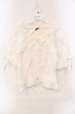 画像1: BABY,THE STARS SHINE BRIGHT / バラレースの後ろシャーリングブラウス  シロ O-25-10-21-072-BA-BL-IG-OS