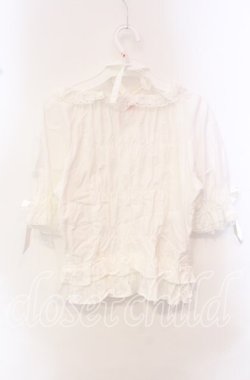 画像4: BABY,THE STARS SHINE BRIGHT / バラレースの後ろシャーリングブラウス  シロ O-25-10-21-072-BA-BL-IG-OS