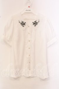 Secret Honey / スカラップオーガンジー襟ブラウス  シロ O-25-10-21-075-CA-BL-IG-ZT180