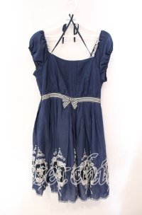 Secret Honey / うさぎ刺繍ワンピース  ネイビー O-25-10-21-078-CA-OP-IG-ZT058