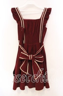 画像3: Secret Honey / ハート刺繍エプロン付きジャンパースカート  ワイン O-25-10-21-079-CA-OP-IG-OS