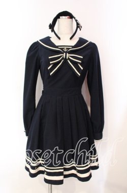 画像1: Secret Honey / カチューム付マリンワンピース  ネイビー O-25-10-21-081-CA-OP-IG-OS