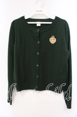 画像1: Secret Honey / ハートクラウンカーディガン  グリーン O-25-10-21-089-CA-TO-IG-OS