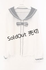 Secret Honey / シャドーストライプセーラーブラウス  シロ×ネイビー O-25-10-21-091-CA-BL-IG-OS