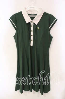 画像1: Secret Honey / PINK LABEL 蜂刺繍ポロワンピース  グリーン O-25-10-21-093-CA-OP-IG-OS