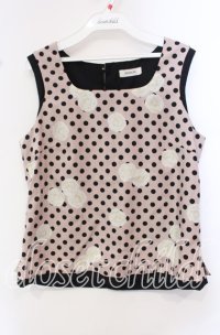 INGEBORG / カメリアドット柄ノースリーブブラウス  ピンク O-25-10-21-108-LO-TO-OW-ZT129