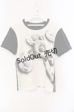 画像1: 【SALE】INGEBORG / カメリアptTシャツ M クロ×シロ O-25-10-21-109-LO-TO-OW-ZT129