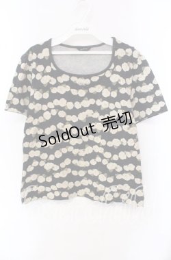 画像1: 【SALE】INGEBORG / カメリアボーダー柄半袖Tシャツ M クロ O-25-10-21-110-LO-TS-OW-ZT129