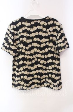 画像3: INGEBORG / カメリアボーダー柄半袖Tシャツ M クロ O-25-10-21-110-LO-TS-OW-OS