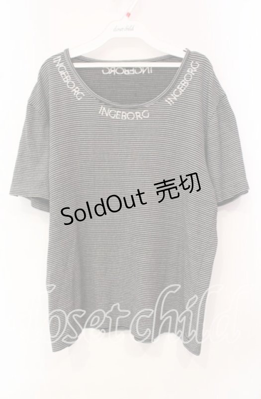 画像1: 【SALE】INGEBORG / ロゴ刺繍ボーダーTシャツ  クロ O-25-10-21-111-LO-TS-OW-ZT129 (1)