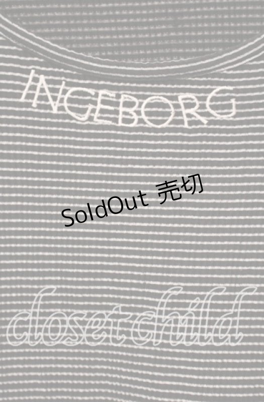 画像2: 【SALE】INGEBORG / ロゴ刺繍ボーダーTシャツ  クロ O-25-10-21-111-LO-TS-OW-ZT129 (2)