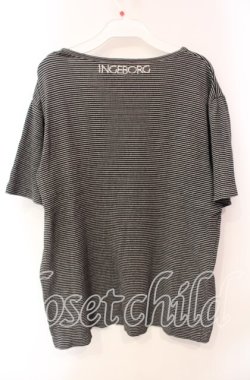 画像3: INGEBORG / ロゴ刺繍ボーダーTシャツ  クロ O-25-10-21-111-LO-TS-OW-OS