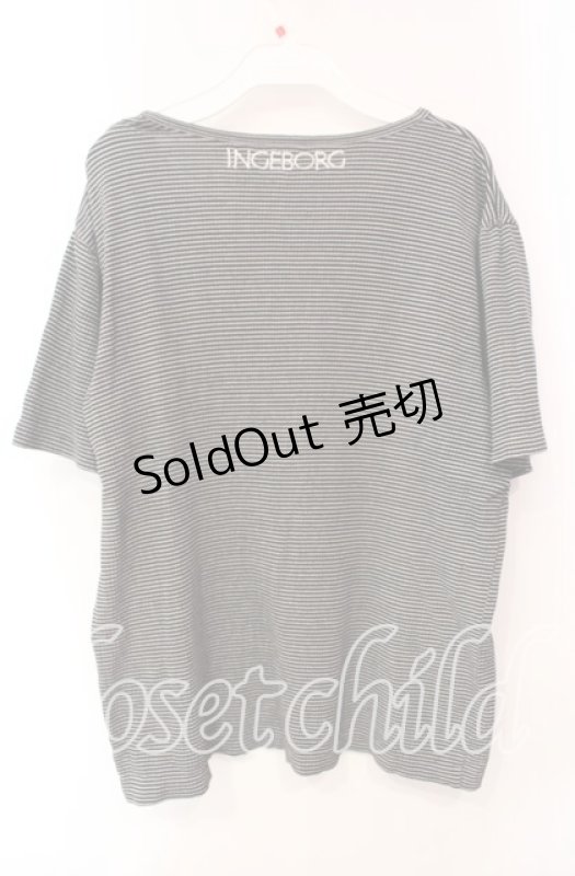 画像3: 【SALE】INGEBORG / ロゴ刺繍ボーダーTシャツ  クロ O-25-10-21-111-LO-TS-OW-ZT129 (3)