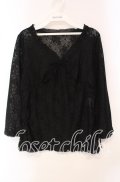 INGEBORG / Vネックレースプルオーバー M クロ O-25-10-21-112-LO-TO-OW-OS
